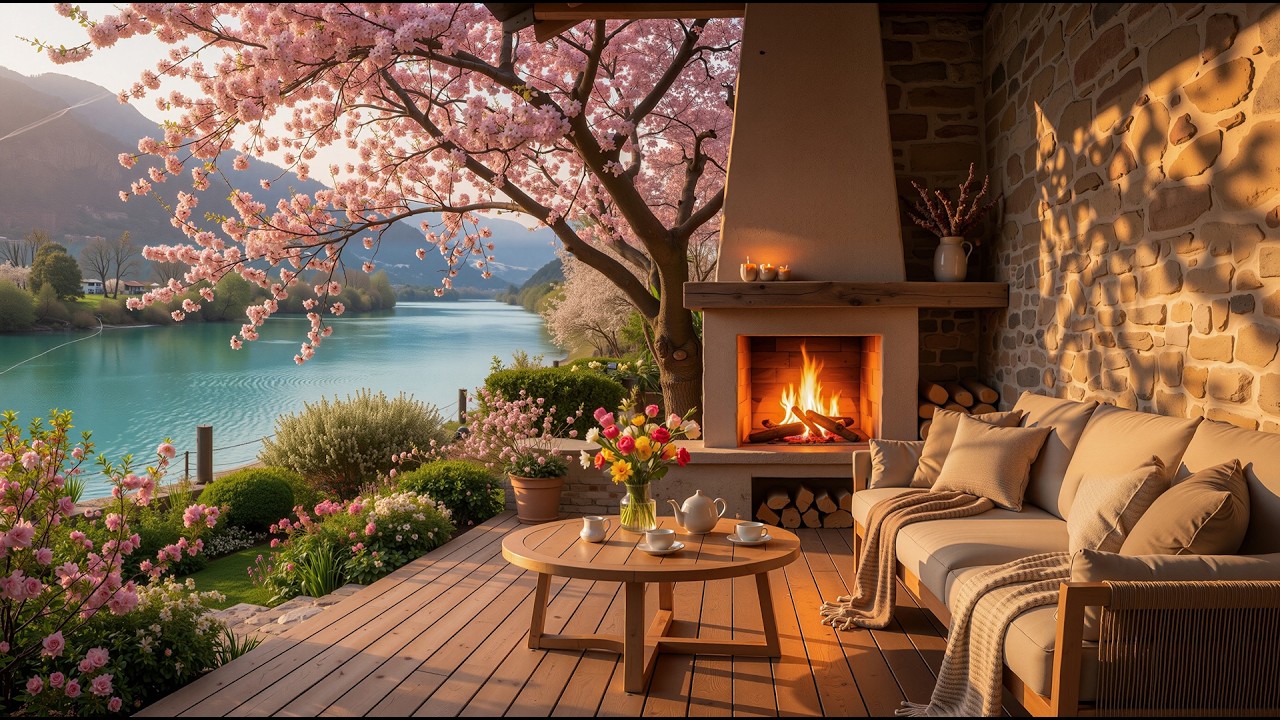 Spring Blossom Lakeside Retreat 🌿 ☕ Soft Piano Ambience for Work & Calm Vibes