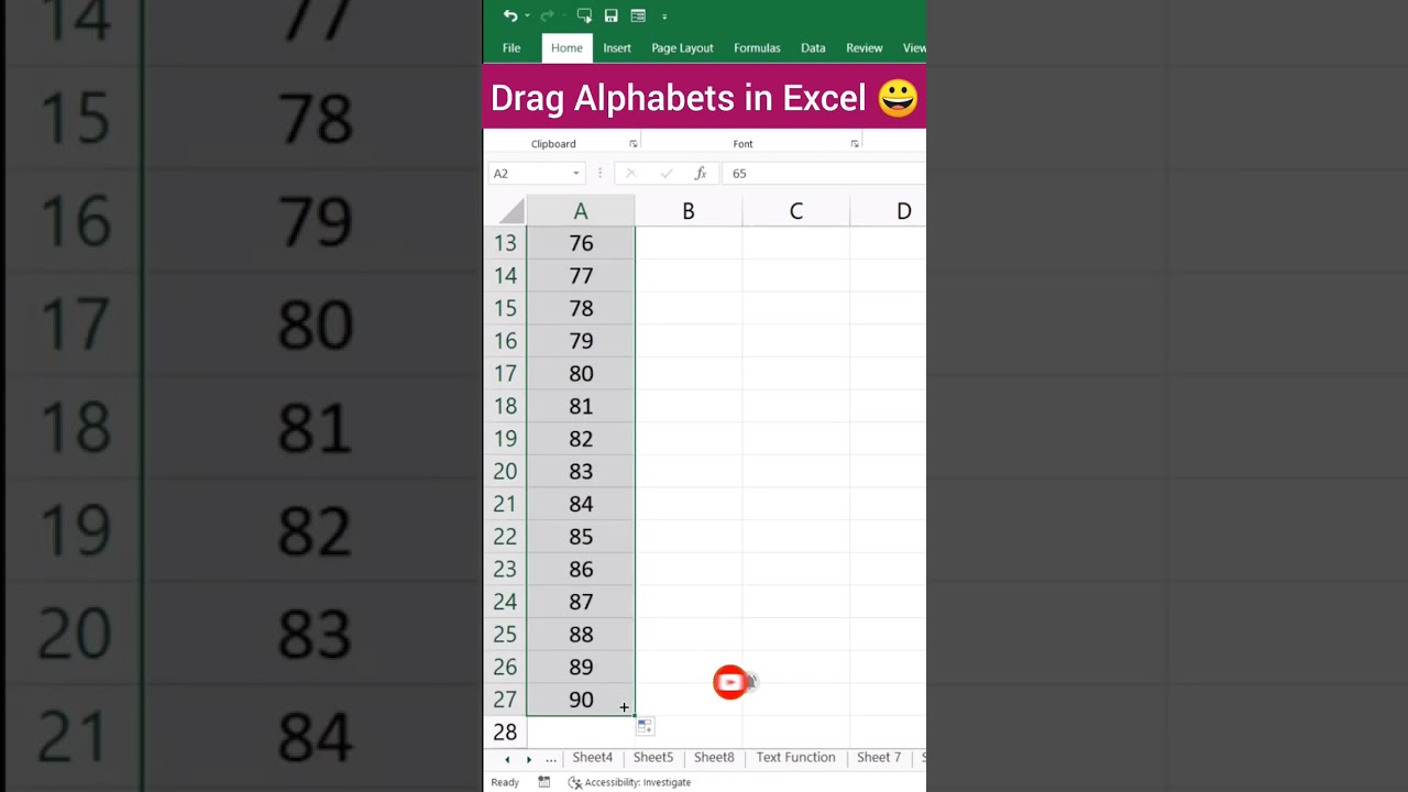 How to drag Alphabet in Excel | Excel Shortcuts #shorts #shortvideo #excel