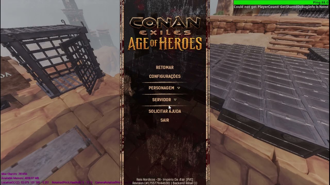 Conan Exiles retornando o loot pra o clã Deuses Astronautas