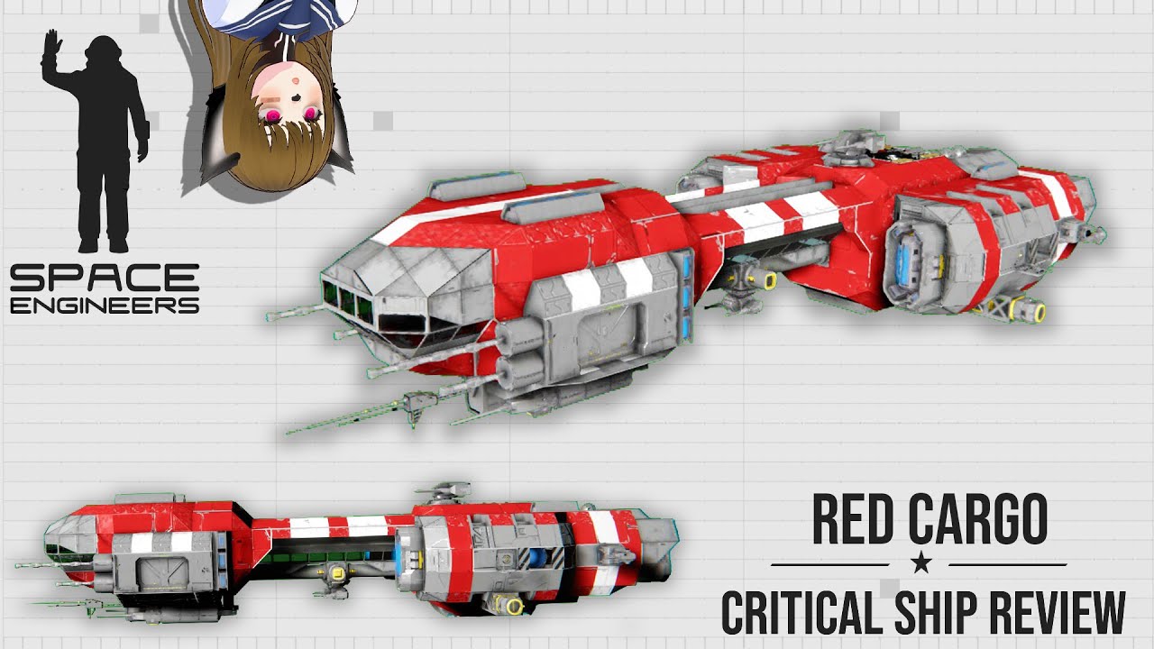This PvP Scenario Cargo Ship is Upgradable, Space Engineers Critical Ship Review, Red Cargo