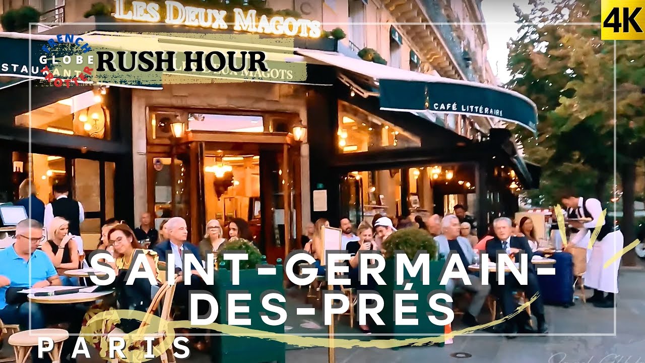 PARIS Golden Hour Evening Walk 🇫🇷 Les Deux Magots café➜ Saint-Germain-des-Prés➜ Seine ➜Louvre 4K