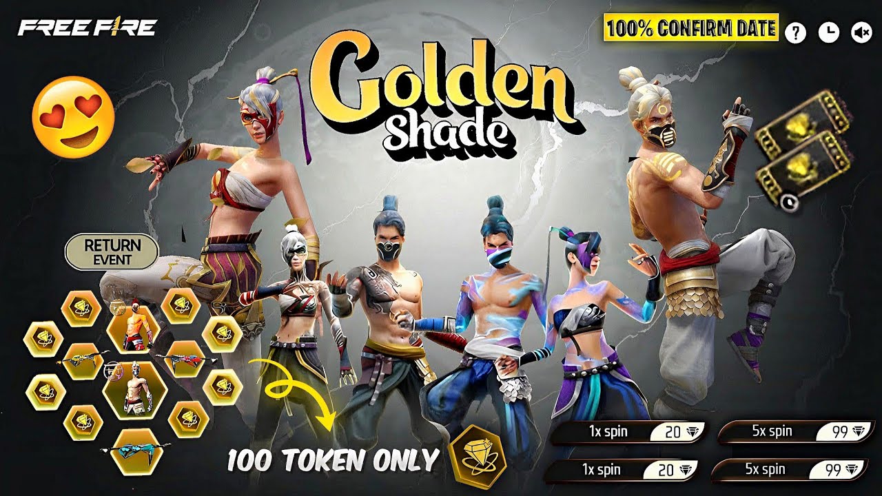 Golden Shade Bundle Return Event Free Fire 💥😮| free fire new event | ff new event