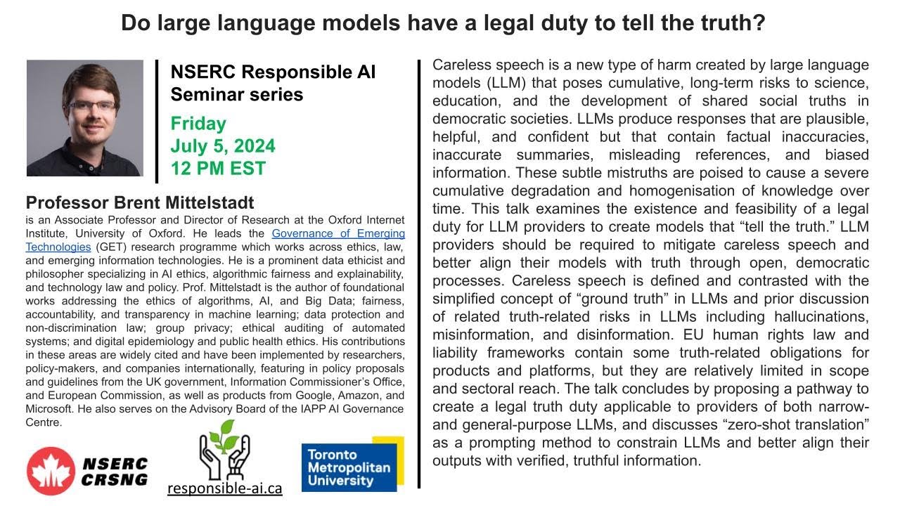 Do large language models have a legal duty to tell the truth? - Brent Mittelstadt