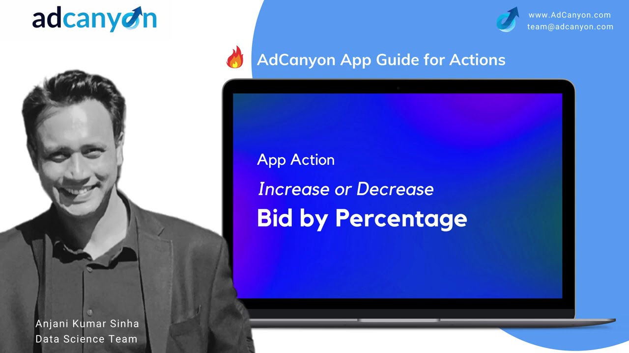 AdCanyon PPC App Actions: Increase or Decrease Bid by Percentage - for Managing Amazon Ads