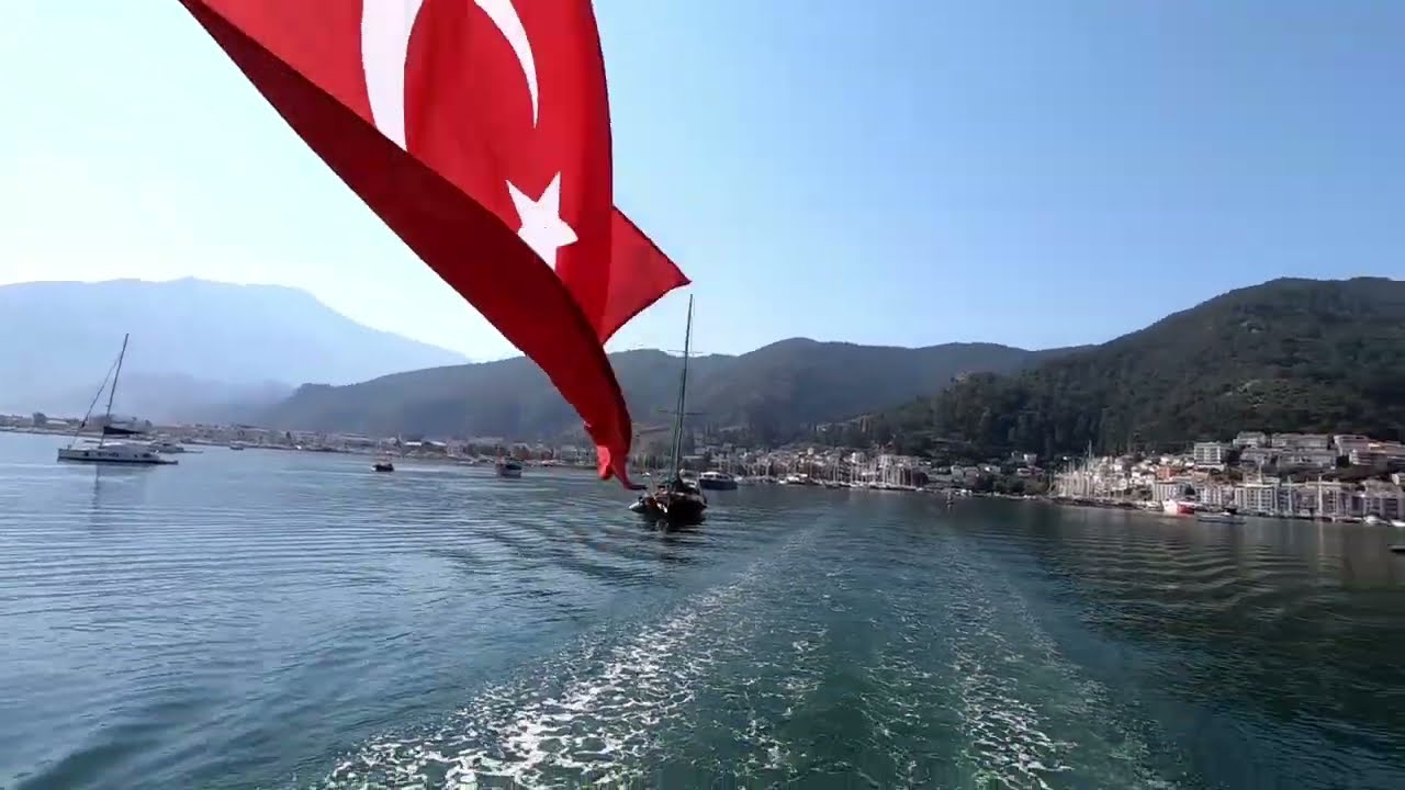 Fethiye Turkey city center from the see 05 2022 Movie