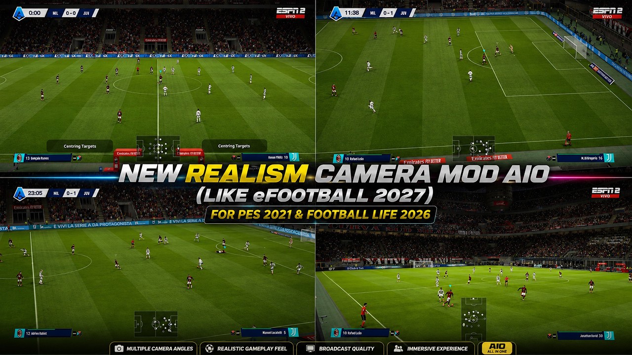 New Realism Camera Mod AIO (like eFootball 2027) - PES 2021 & Football Life 2026