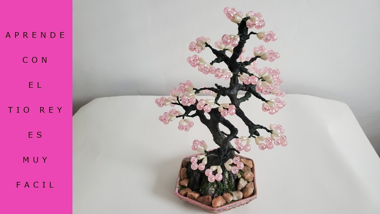COMO HACER UN BONSAI CON ALAMBRE Y PERLAS  O  CRISTALES FLORES DE CEREZO
