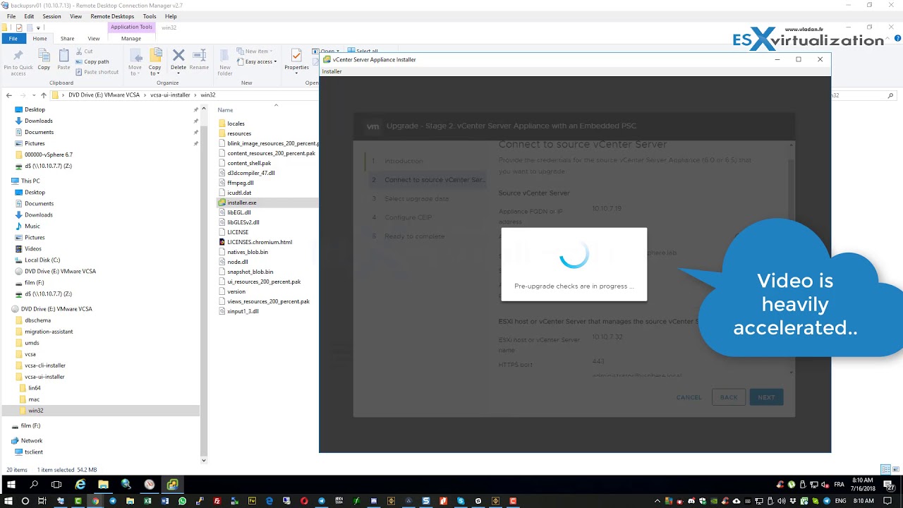 Upgrading a vCenter Server Appliance (VCSA) to version 6.7
