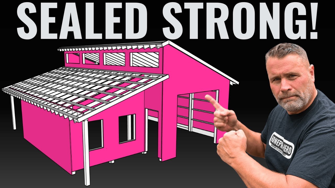 Pole Barn Build on a Budget | Installing OSB Sheathing & House Wrap (5)
