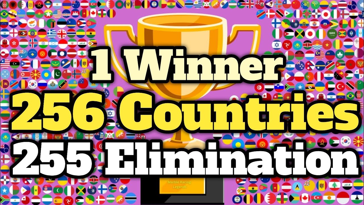 256 Countries & 13 Times Elimination Marble Race Tournament in Algodoo / World Marble Race