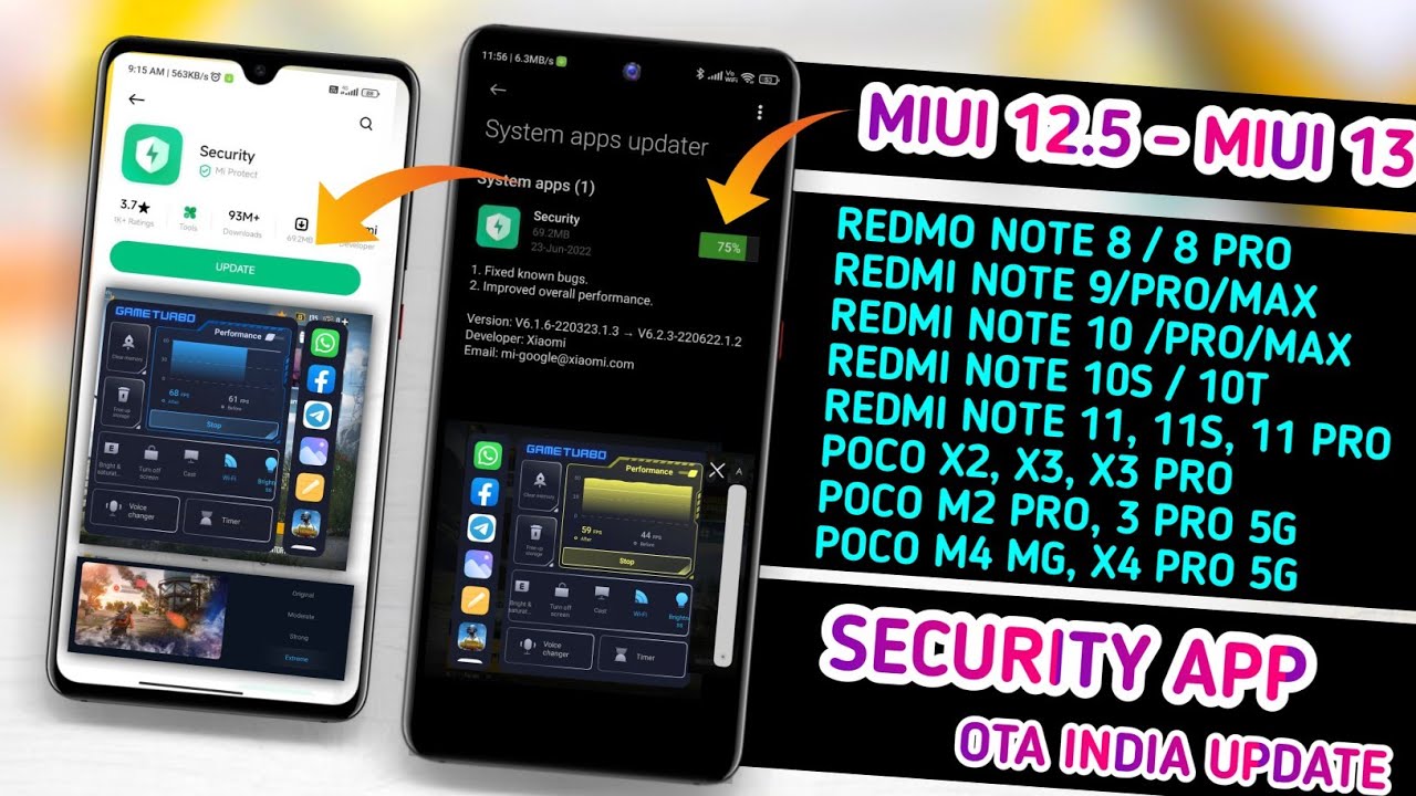Official - MIUI 12.5/13 OTA SECURITY APP UPDATE RELEASED IMPROVE BATTERY, HEATING & GAME TURBO 5.0