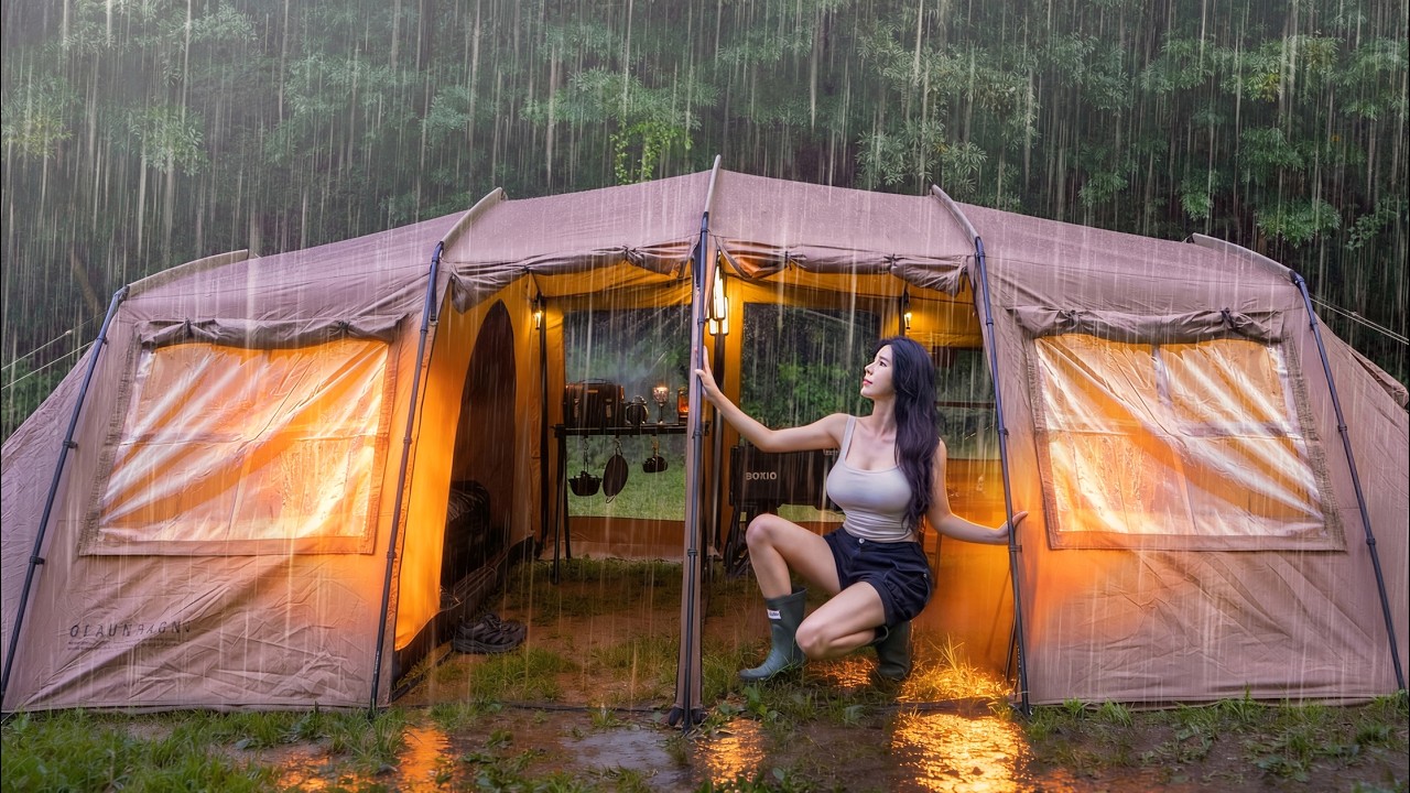 ☔️КЕМПИНГ ПОД ДОЖДЁМ: СТРОИТЕЛЬСТВО БАЗОВОГО УКРЫТИЯ