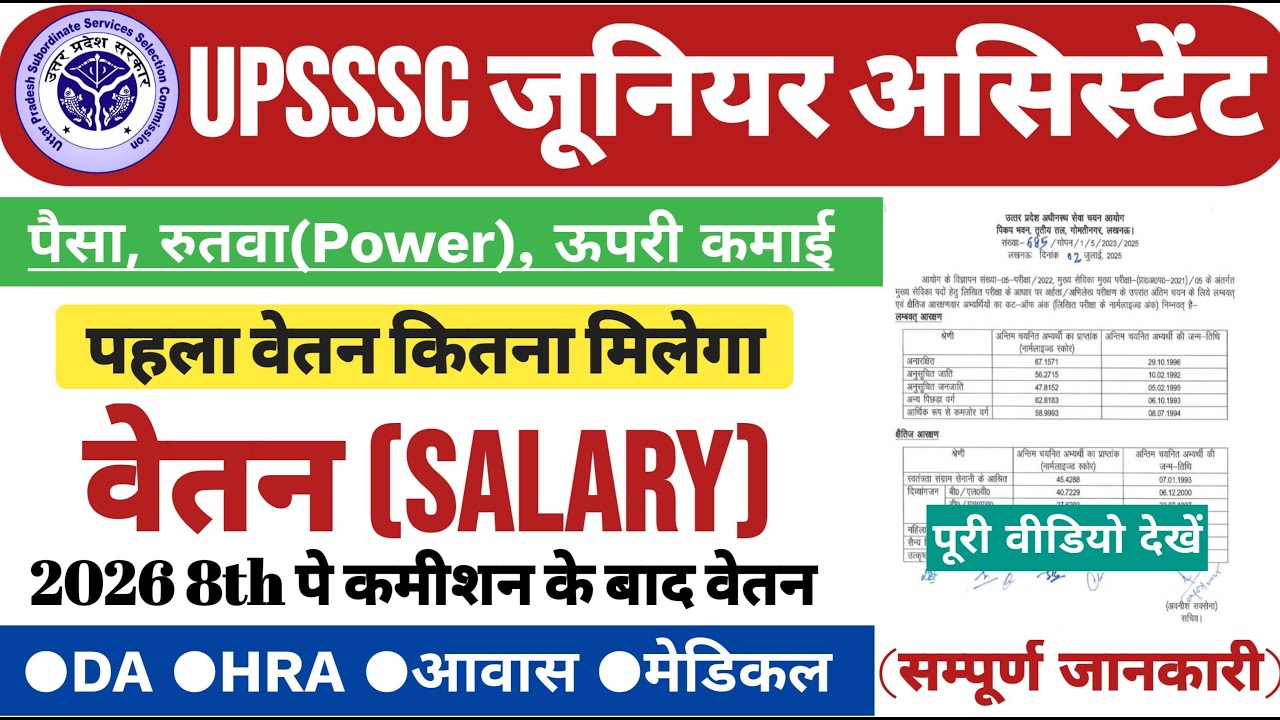 UPSSSC Junior Assistant Salary 2025 | In-Hand Salary, Pay Scale, Perks & Benefits सम्पूर्ण जानकारी