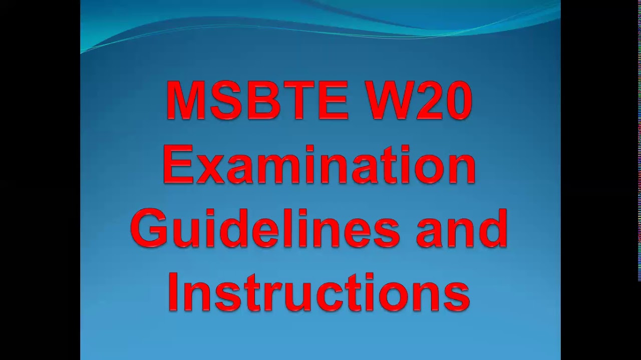 MSBTE W20 Exam Instructions and Guide Lines