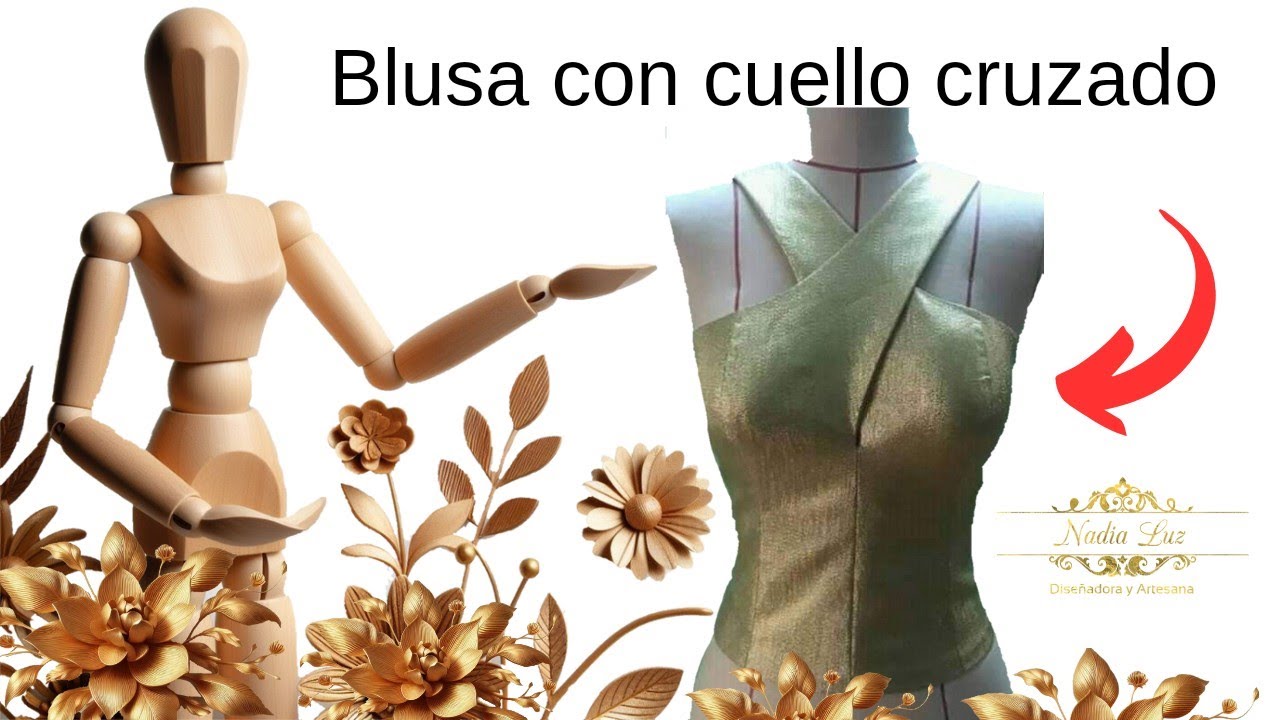 como hacer una blusa con cuello cruzado facil. blusas elegantes, blusas bonitas,  blusa de moda