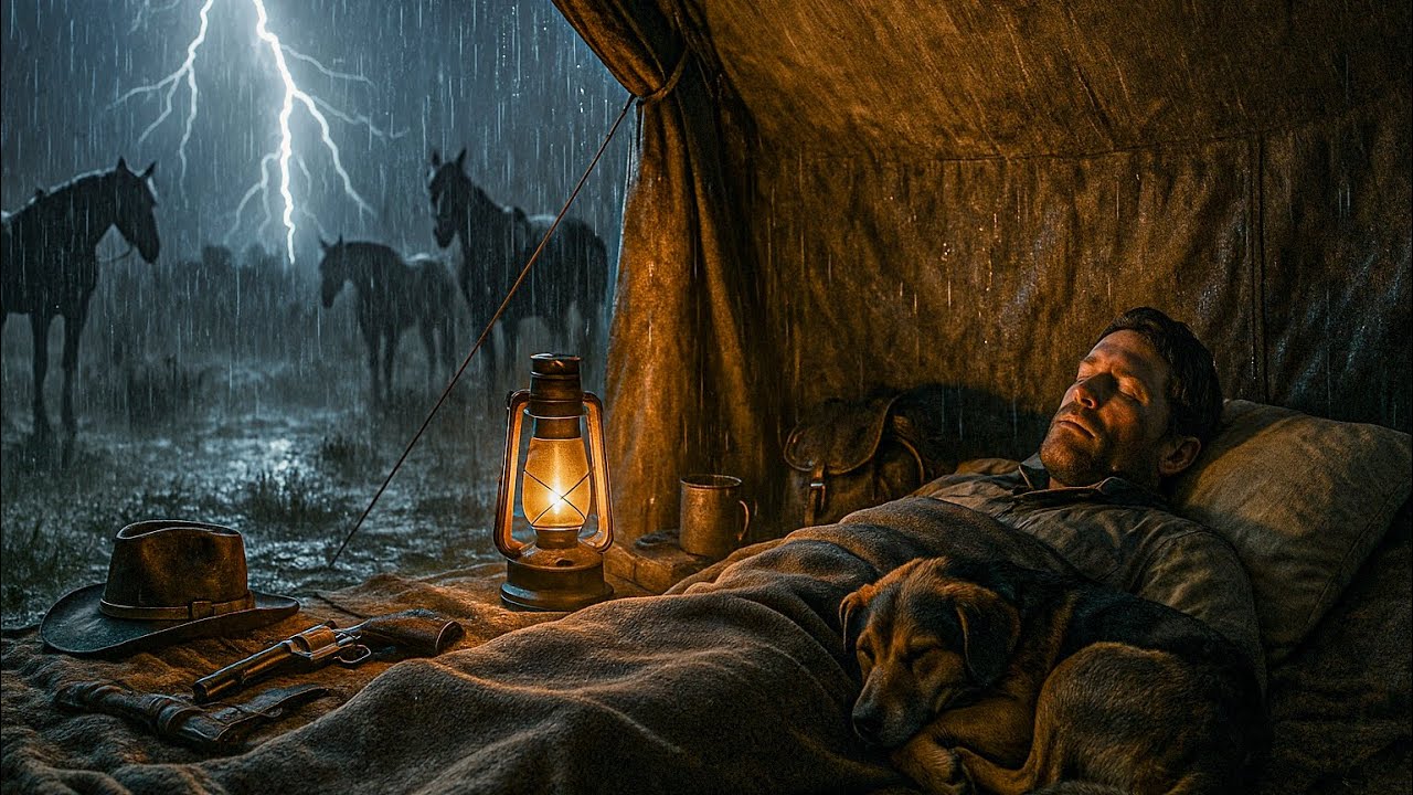 Camping Alone with My Dog in the Tent at Night – Heavy Rain & Thunderstorm | RDR2 ASMR