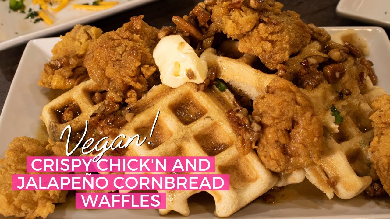 Vegan Fried Chicken  (Jackfruit) & Jalape&ntilde;o Cornbread Waffles | Chef Joya | Kwanzaa Recipes