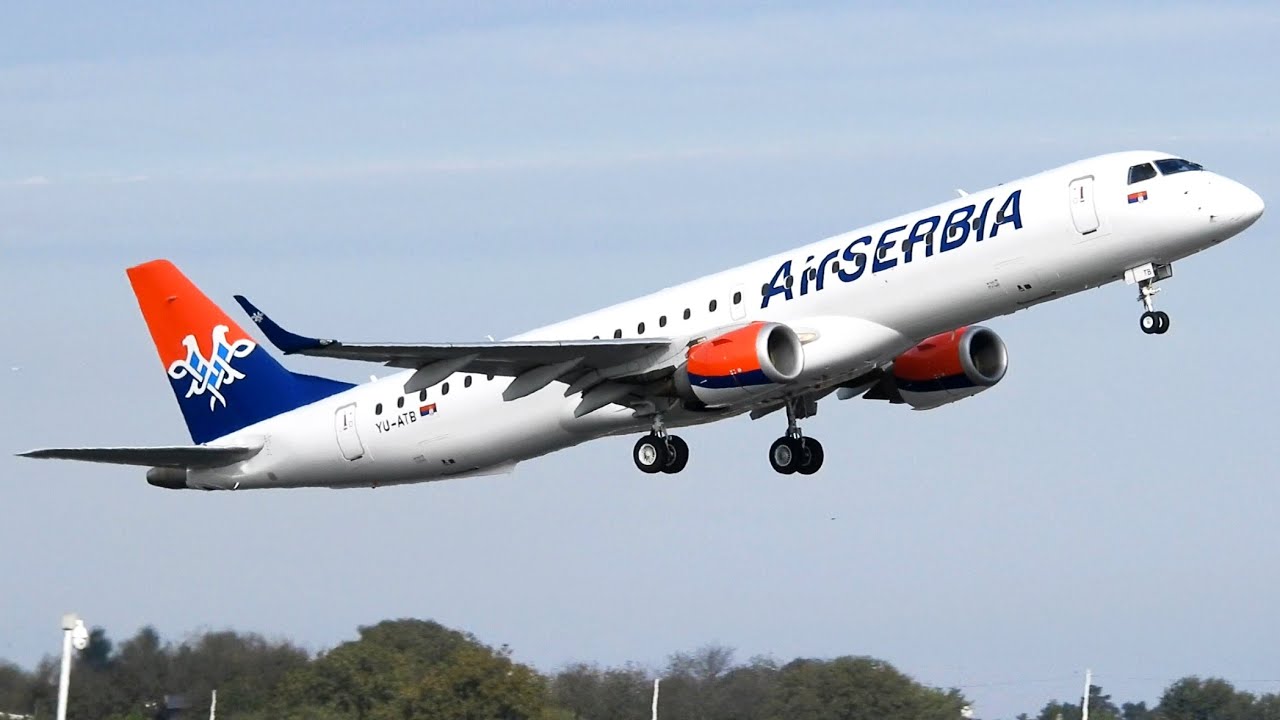 FIRST FLIGHT | Air Serbia Embraer 195 (YU-ATB) Takeoff From Belgrade Airport | ATC Comms