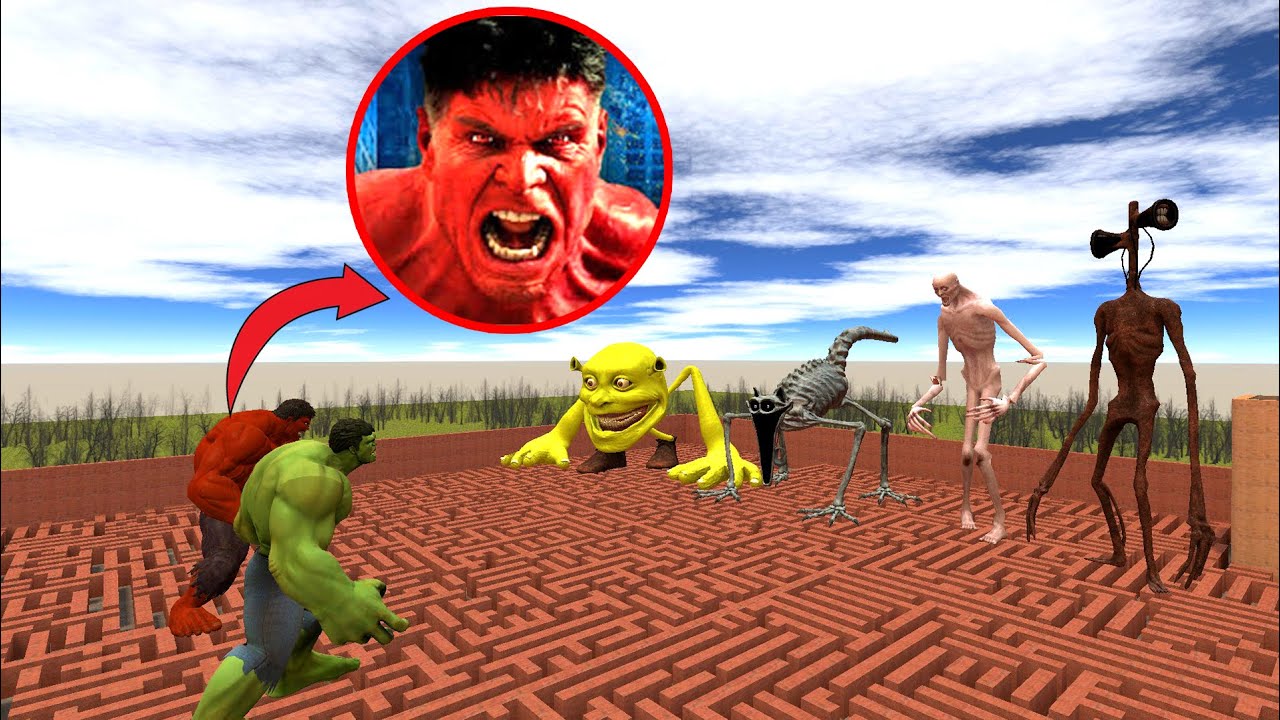 Red Hulk vs Hulk vs SCP 096 vs Sonic Exe vs Catnap vs Siren Head vs Shrek Tapes! In Garry's Mod!
