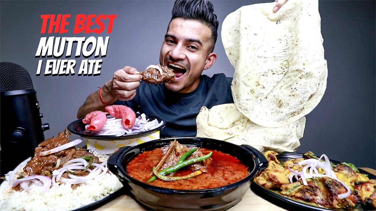Mutton nihari with Rumali roti, tandoori chicken tikka, chicken malai tikka MUKBANG
