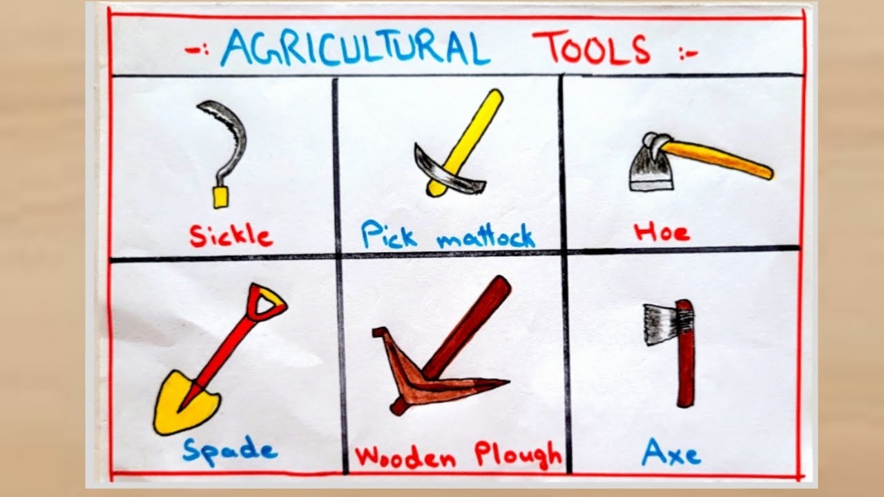 Agricultural Tools drawing || How to draw agricultural tools step by step  ‎