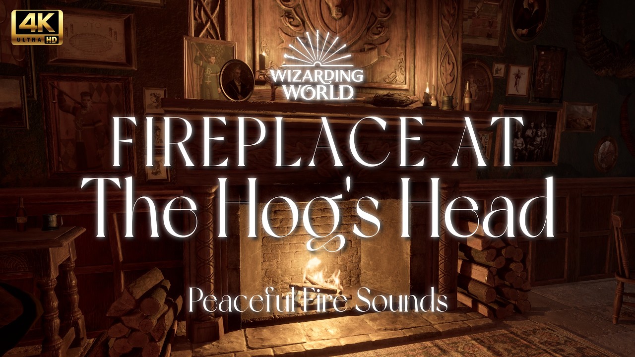 6 Hours Deep Sleep | Fireplace Sounds in The Hog's Head, Study & Relaxing🌙 | Harry Potter