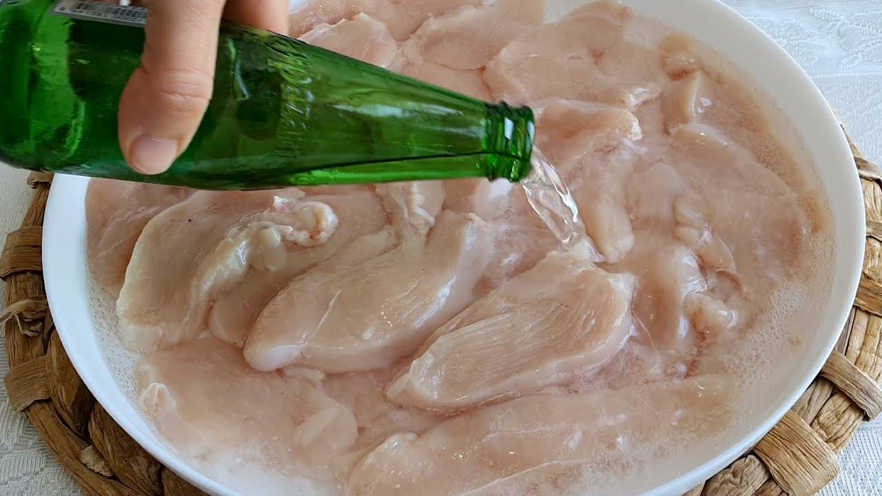 жареная курица на минеральной воде