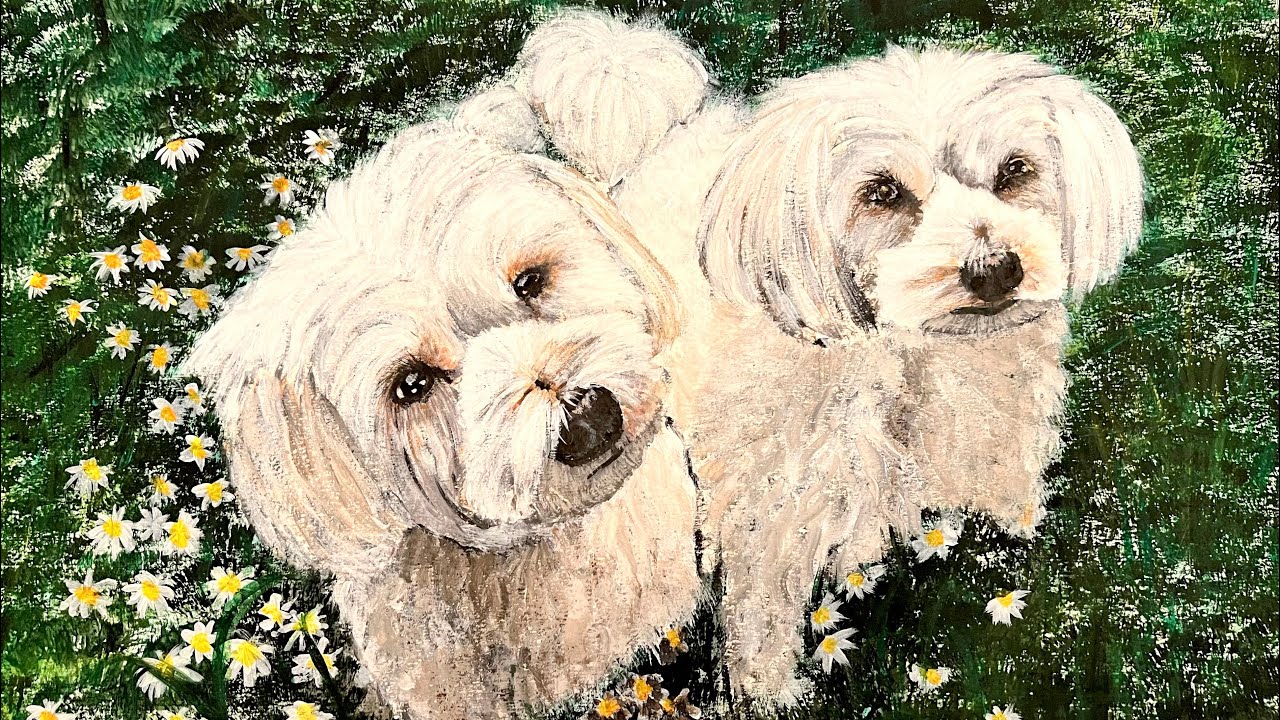 Painting white dogs - acrylic painting - Perfect gift for Christmas!