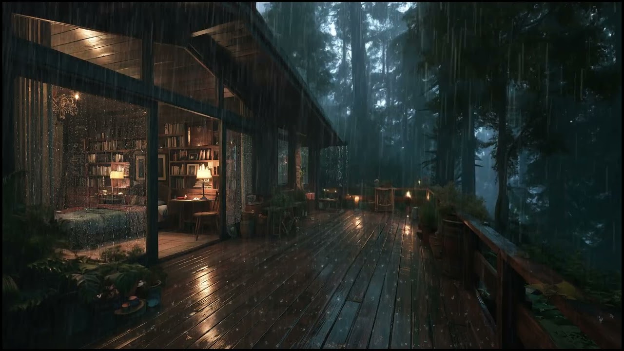 Спокойные ночные звуки дождя для сна 🌲 | Природная атмосфера, спокойный ум, учеба