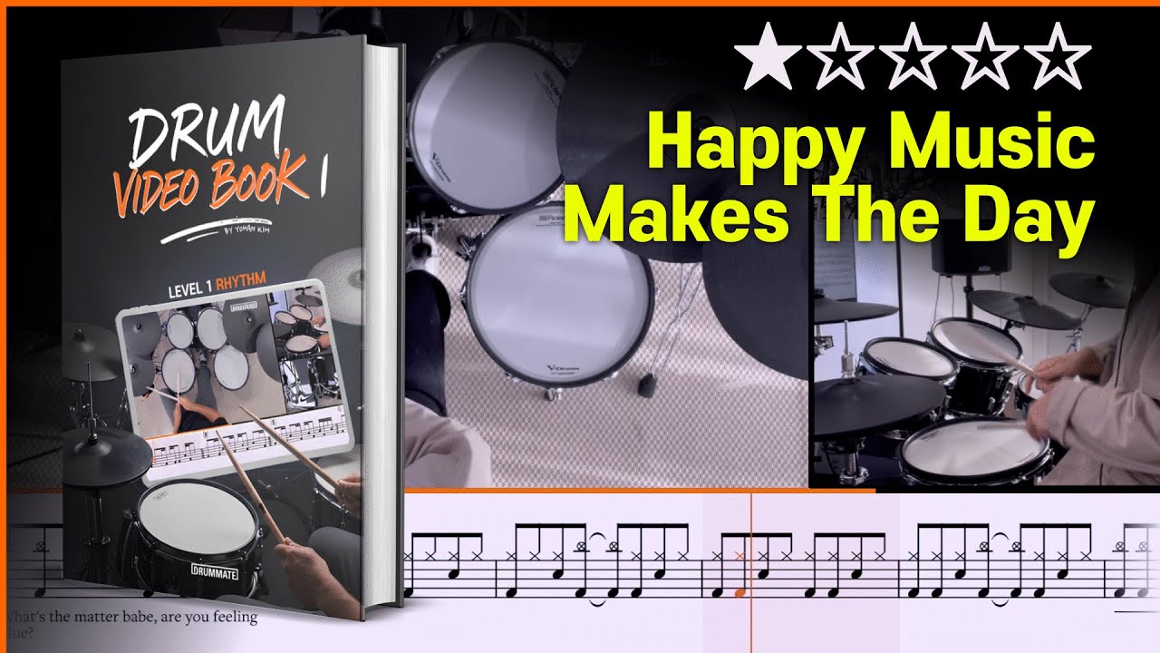 [Lv.01] Happy Music Makes The Day (★☆☆☆☆) | Drum Cover with Sheet Music