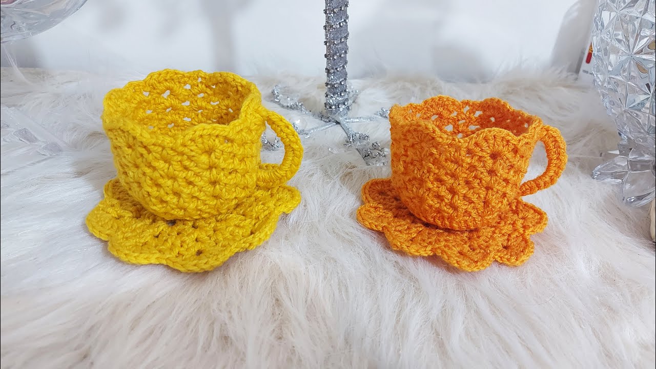 فنجان الشاي / القهوة مع الصحن كروشيه ☕ Cup of tea\coffee with saucer Crochet