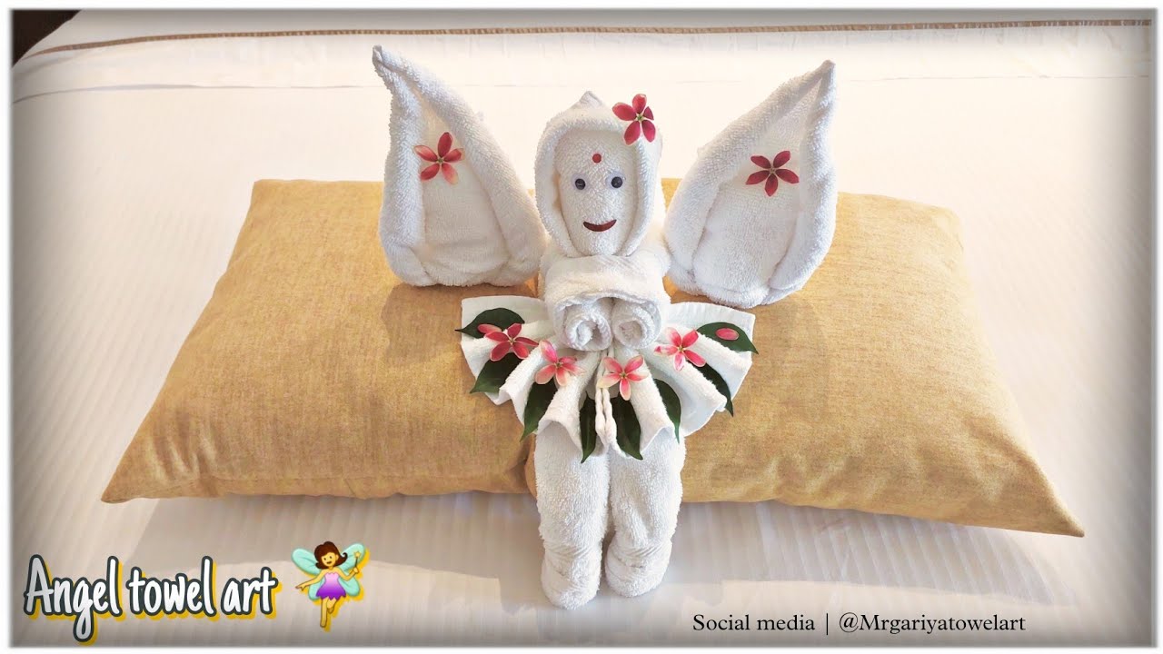 towel art | How to Make an Angel out of a Towel | towel decoration for bed | towel art doll