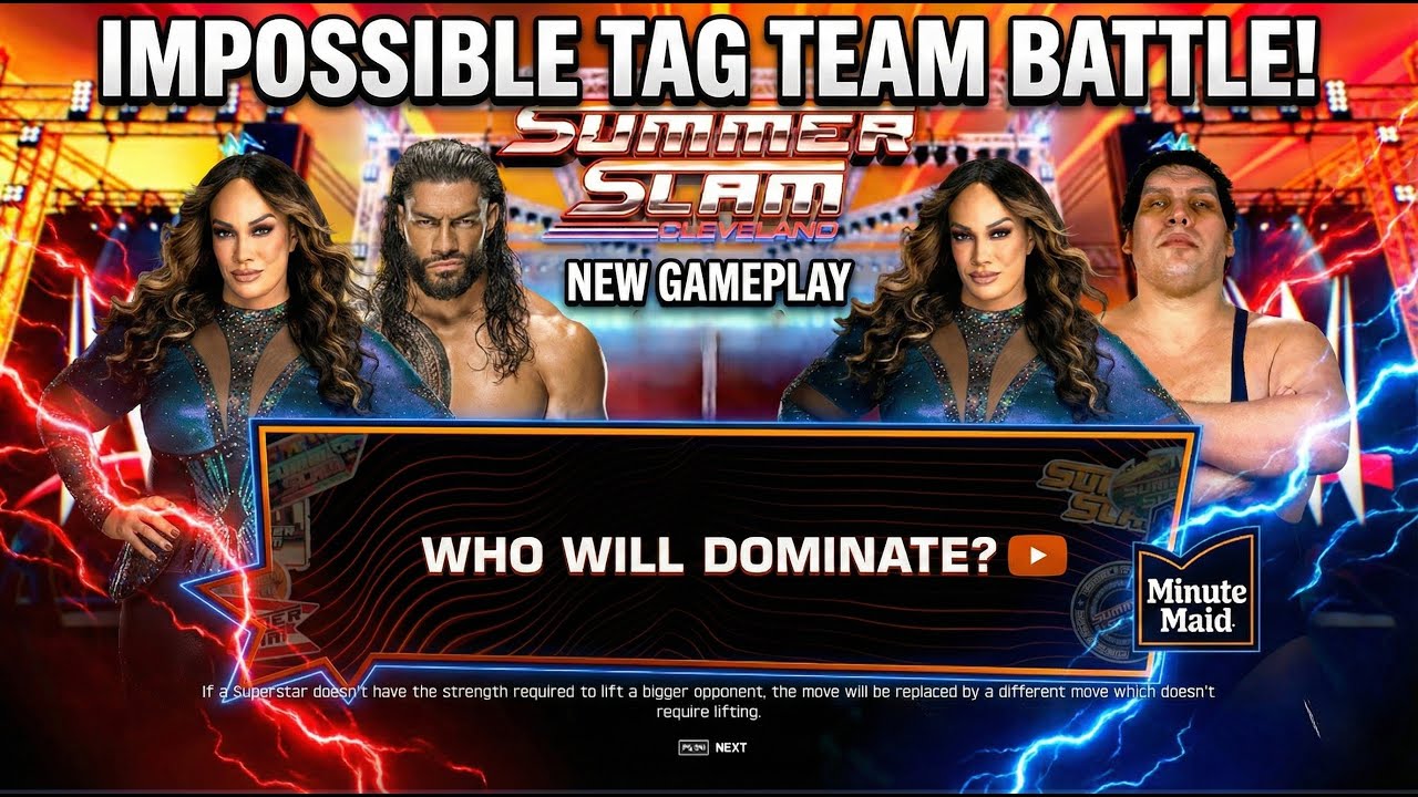 WWE 2K25: Roman Reigns & Tiffany Stratton vs Nia Jax & André 💥 Power vs Precision Tag Team Showdown!