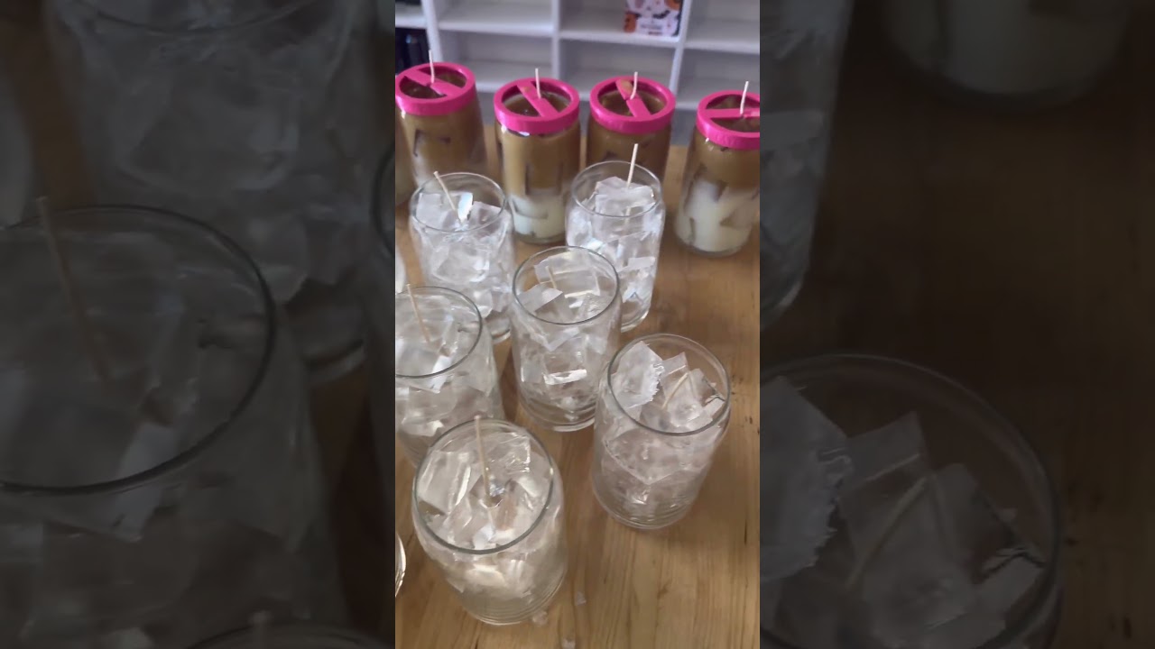 Iced latte candles will be restocking ✨🧋 #gel #gelcandle #icedcoffeecandle #asmr