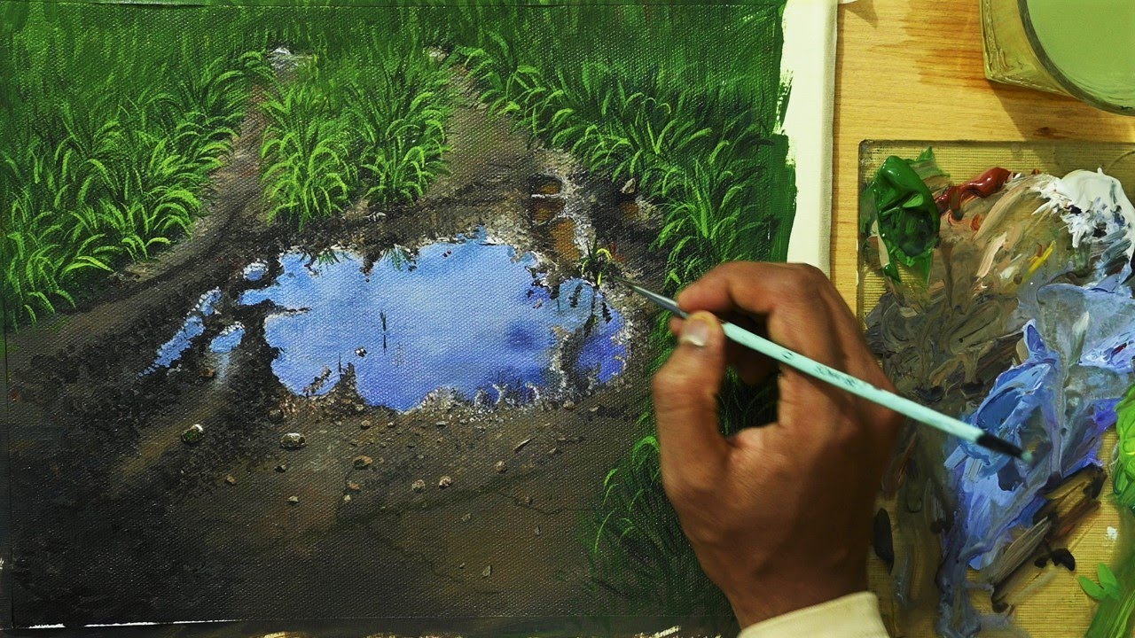 Puddle on a Mud Road Painting
