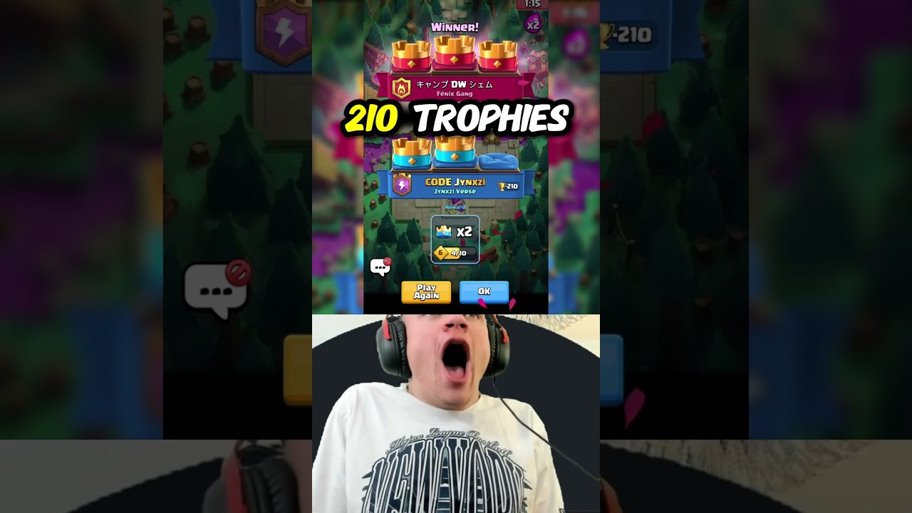 JYNXZI LOST 210 TROPHIES IN ONE GAME 😭💀 #clashroyale