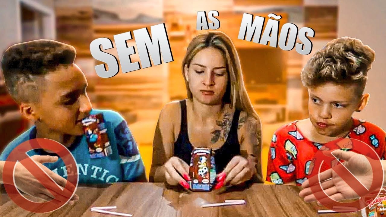 DESAFIO SEM AS MÃOS COM MEUS IRMÃOZINHOS!!