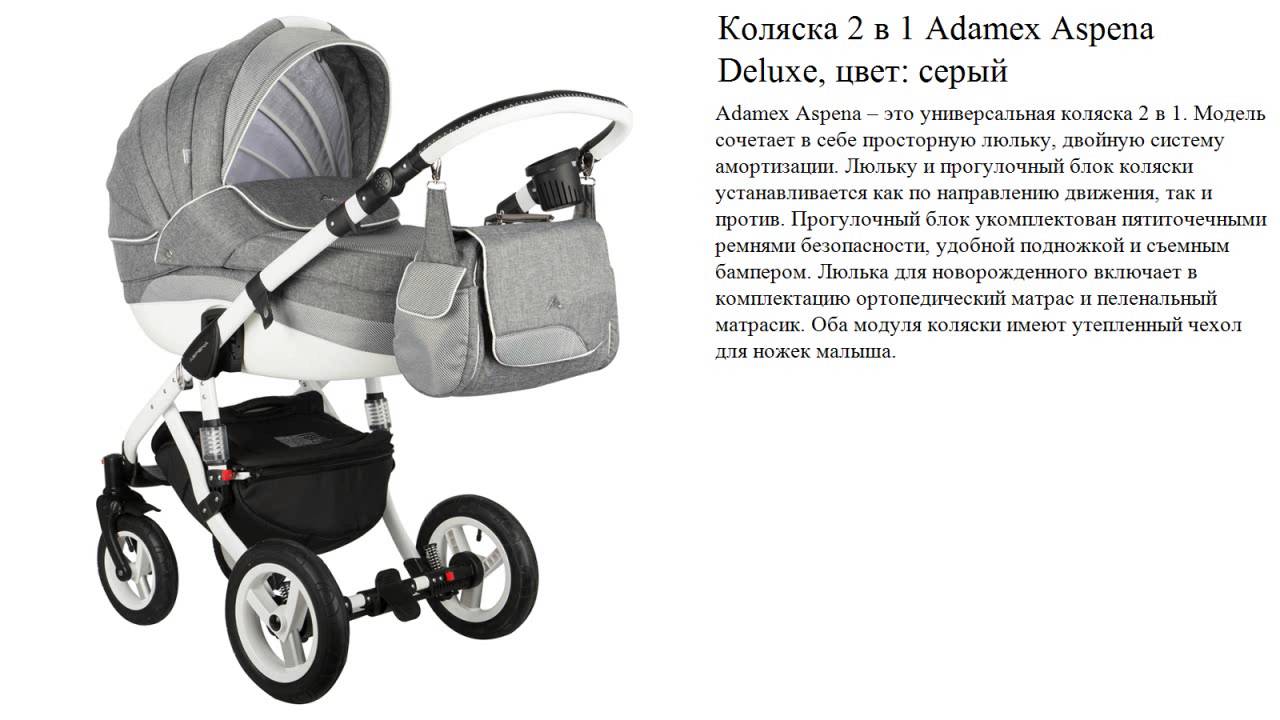 Коляска 2 в 1 Adamex Aspena Deluxe, цвет: серый
