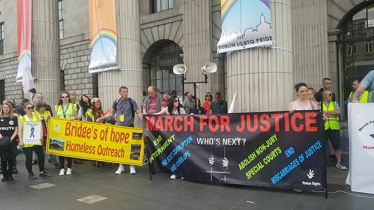 Frank Nolan giving the opening address at the March For Justice
