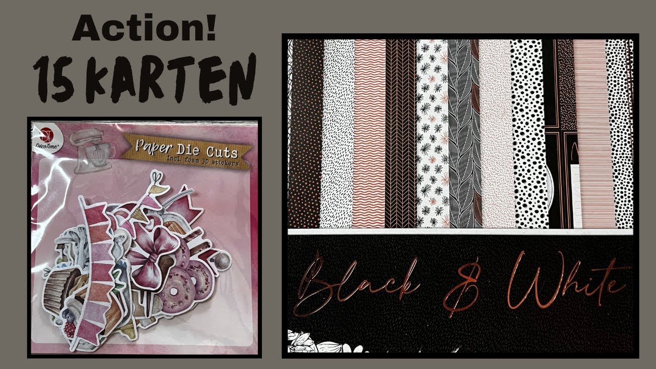 ACTION! 15 Karten ein Block - Black & White - Craft Sensations + Neue Die-Cuts