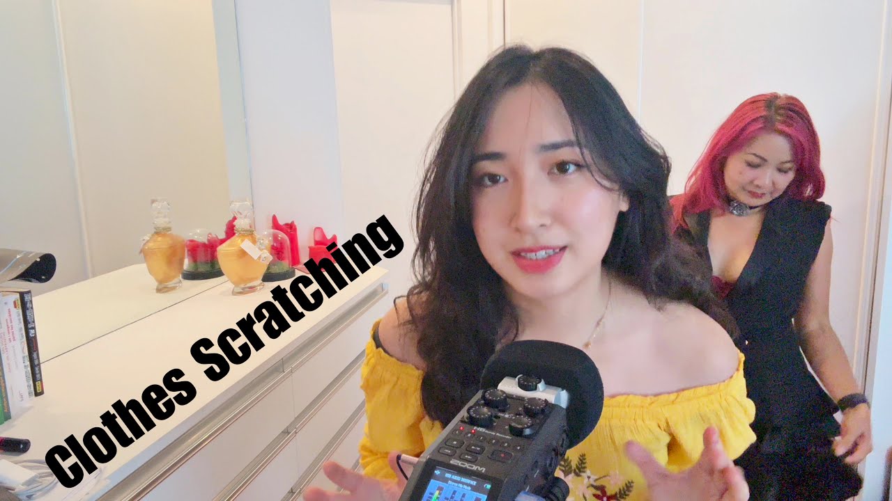 ASMR clothes try-on and SCRATCHING with @redhairhelenasmr
