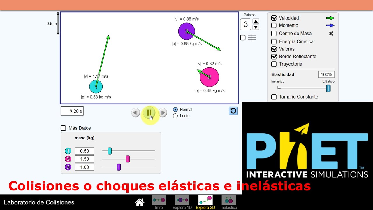 Laboratorio de colisiones - Simulador PhET