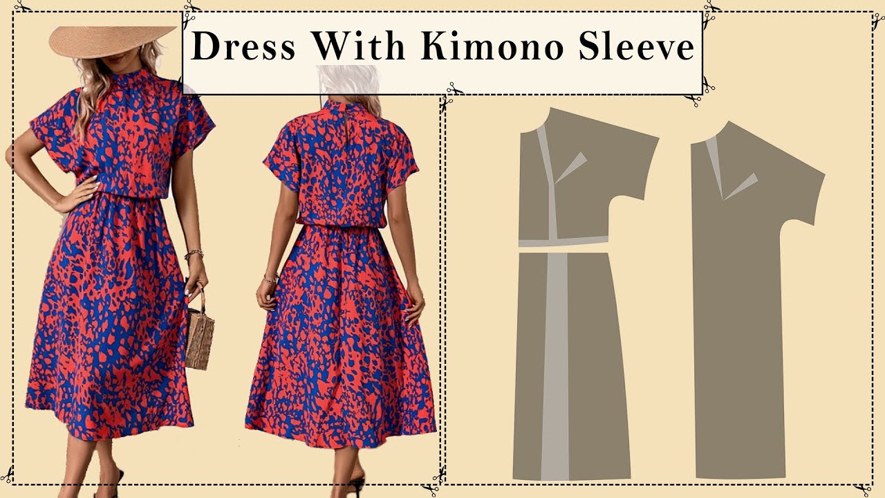 DIY-Draft Dress With Kimono Sleeve-Short Sleeve| Sewing Pattern