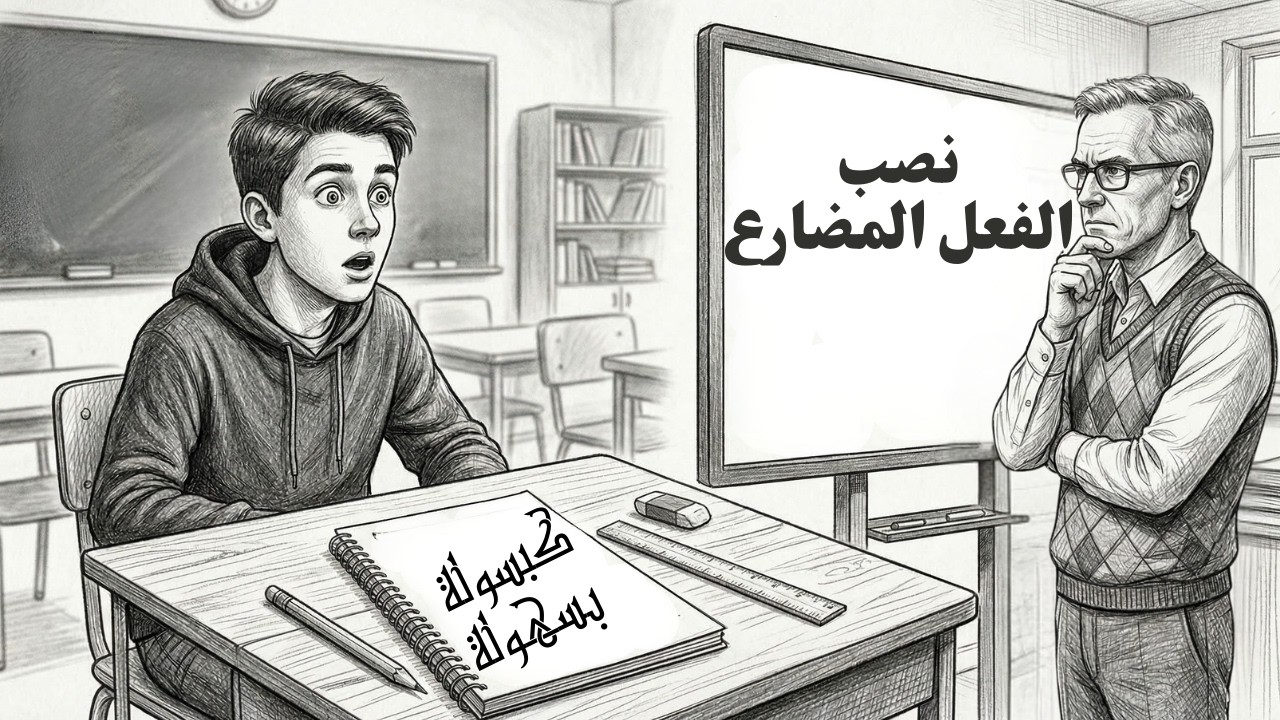 نصب الفعل المضارع - شرح قواعد الصف السادس الابتدائي أدوات نصب الفعل المضارع بطريقة ممتعة