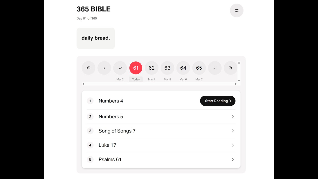 356 Day Bible Plan - Day 61