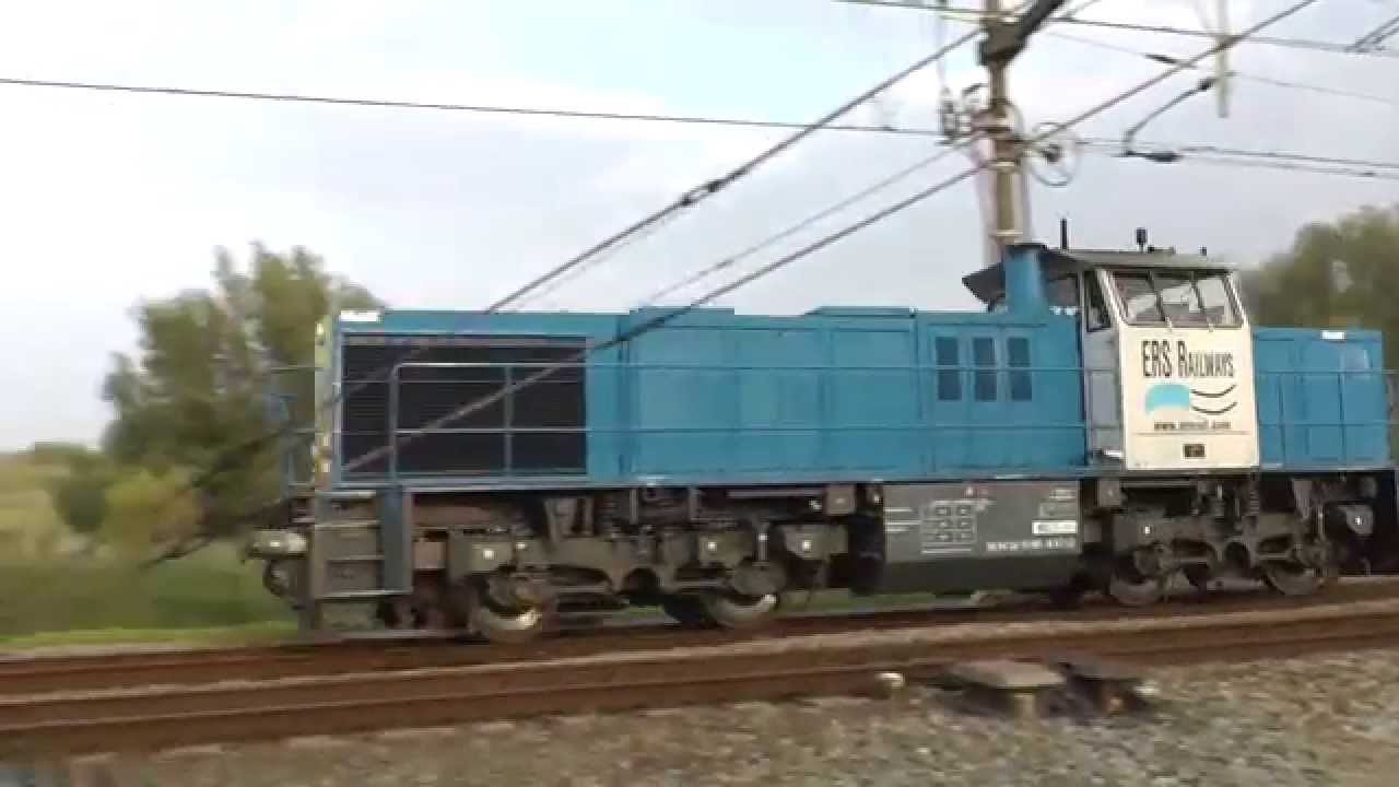 MaK NS class 6400 and G1206 near Moerdijk bridge, 23 SEP 2014 Edited Video