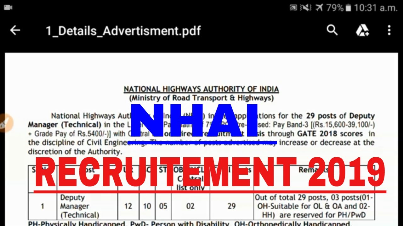 NHAI recruitment 2019