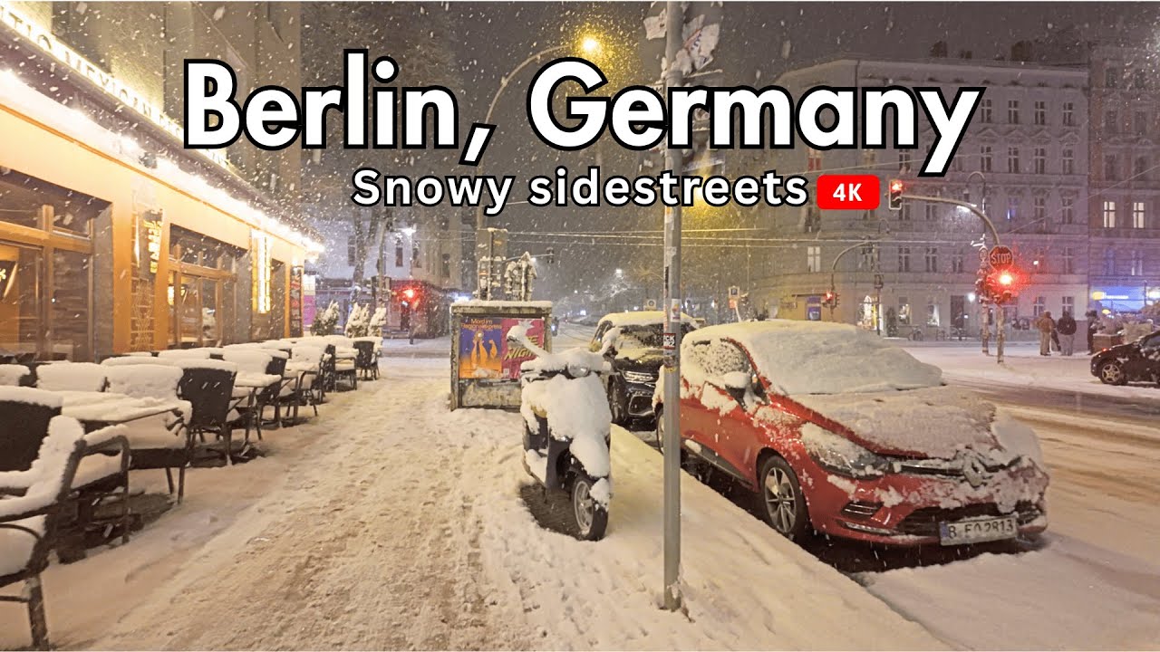 Magical Berlin Snowstorm ❄️ | Relaxing Winter Walk With Atmospheric City Sounds 4K 🇩🇪