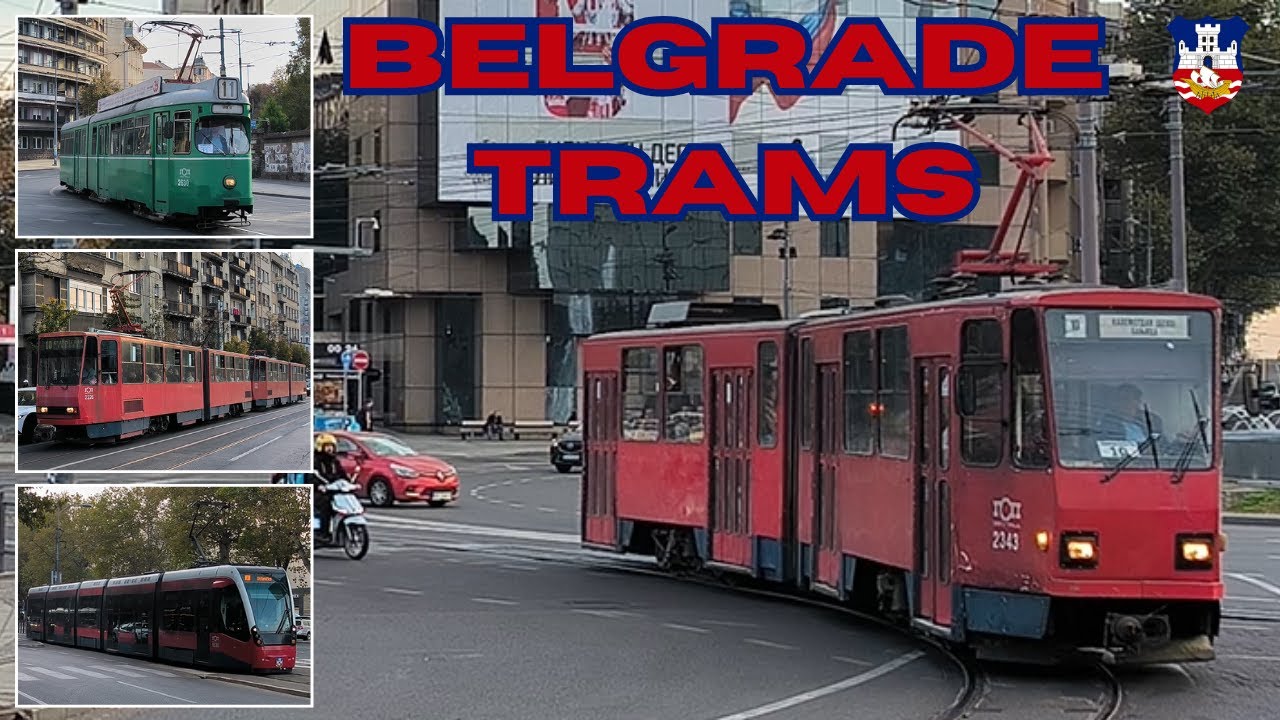 Beautiful red TRAMS in BELGRADE 🇷🇸 - 4K