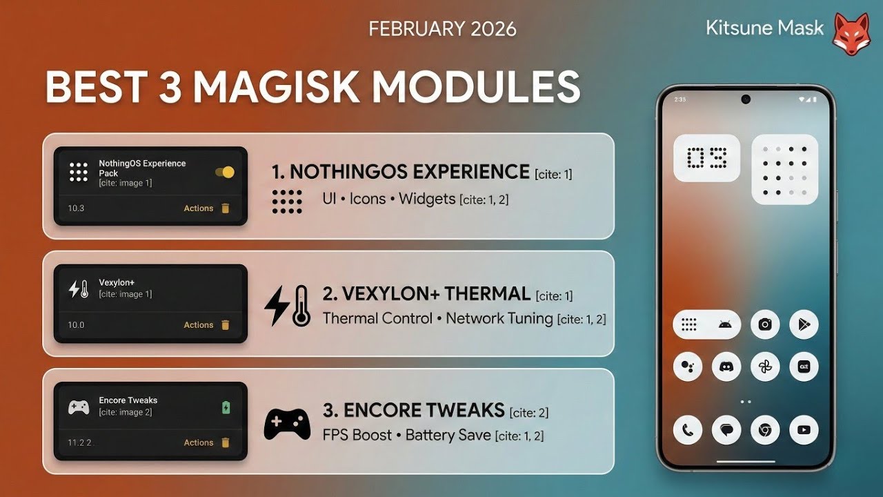 🔥 Топ-3 ОБЯЗАТЕЛЬНЫХ модулей Magisk! (NothingOS, VEXYLON, Encore Tweaks) 📈